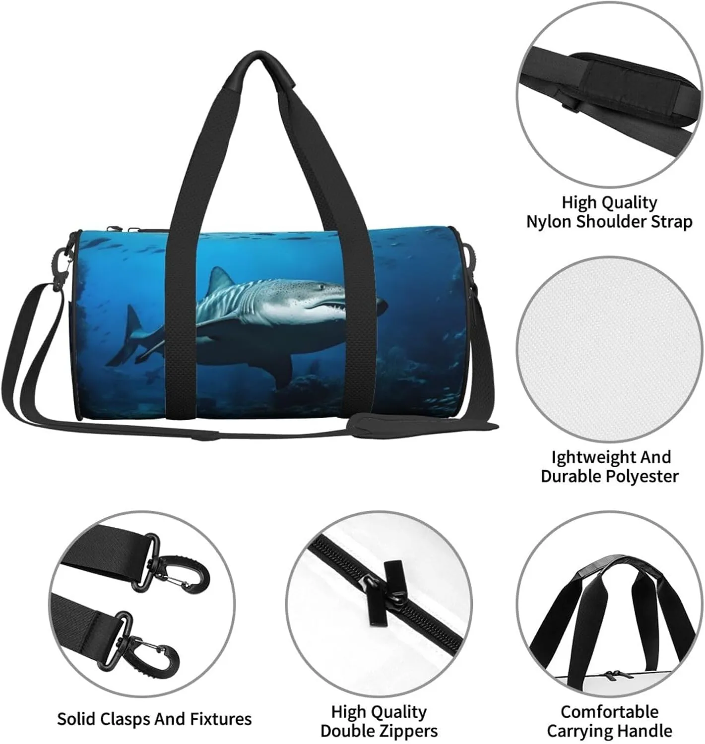 Underwater Wildlife Travel Duffle Bag for Men Women Sport Gym Bag Foldable Weekender Bag Carry on Overnight Bag for Travel Swimming Basketball