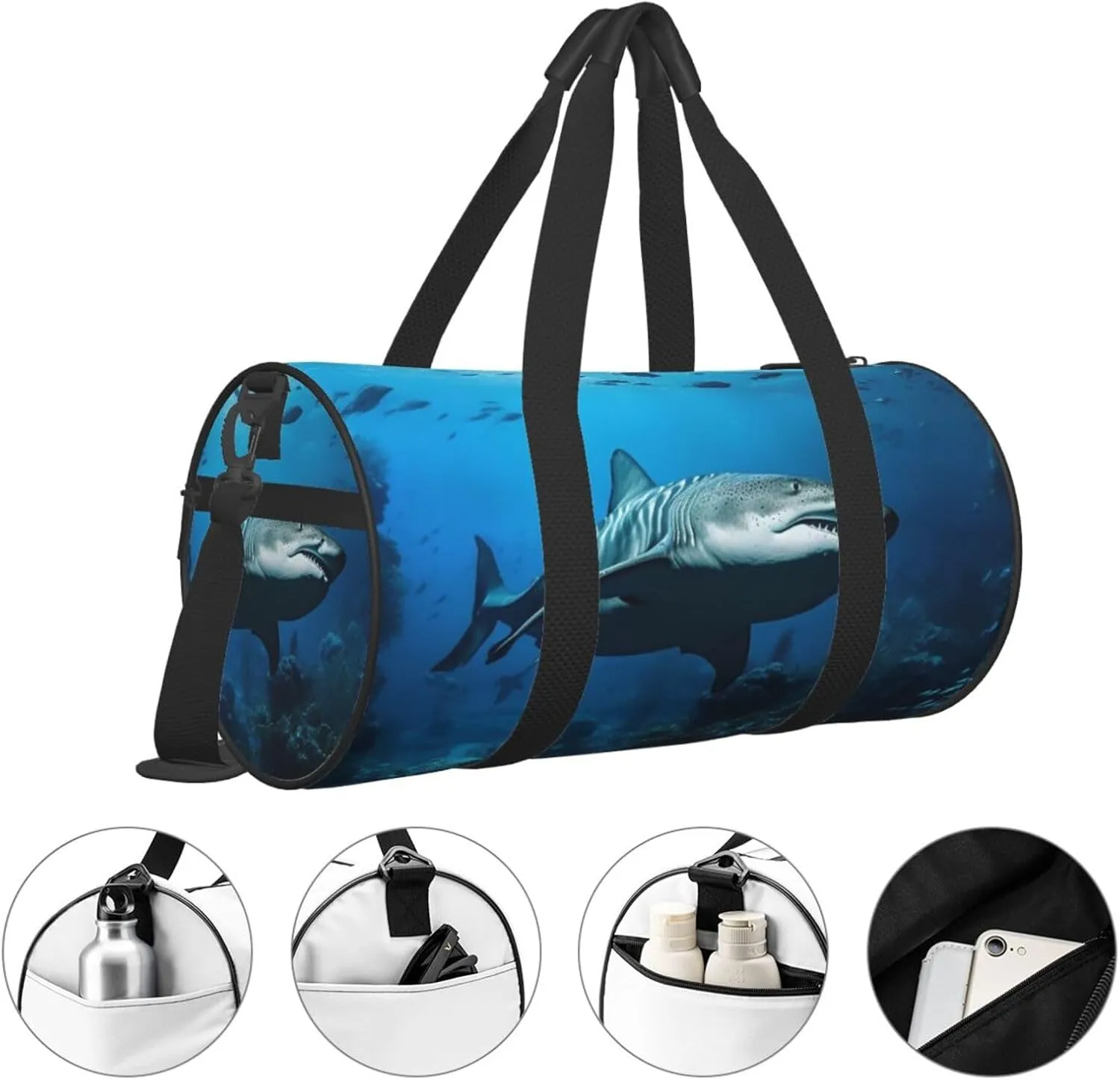 Underwater Wildlife Travel Duffle Bag for Men Women Sport Gym Bag Foldable Weekender Bag Carry on Overnight Bag for Travel Swimming Basketball