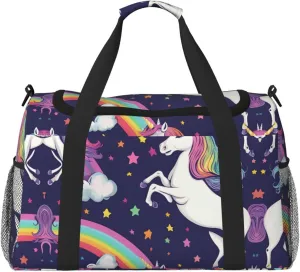 unicorn accessories print Weekender Overnight Carry On Bag Gym Luggage Bag Duffel Bag for Travel Women
