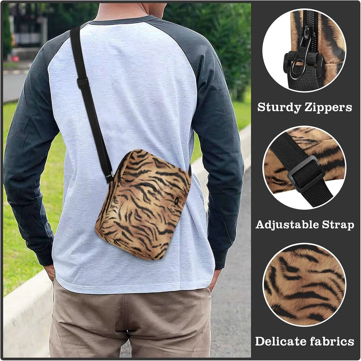 Unisex Crossbody Bag, Animal Pattern Durable Sling Side Shoulder bags for men women, One Size