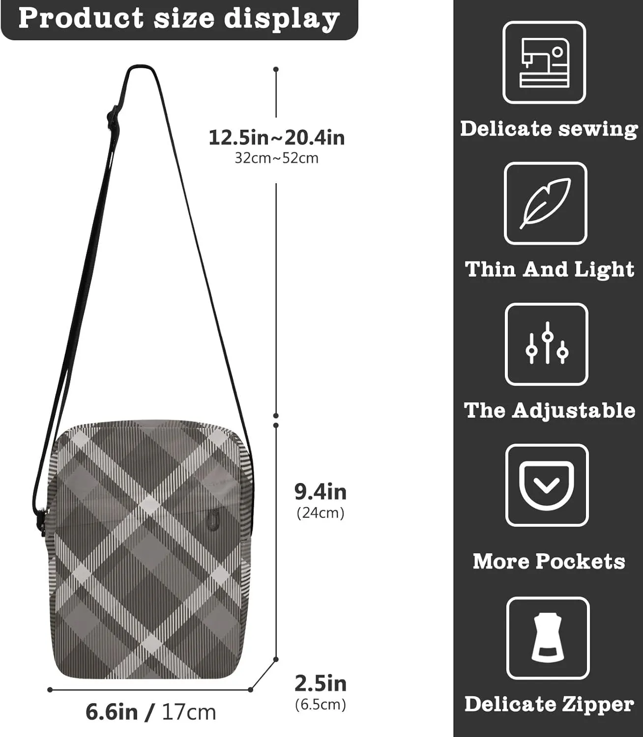 Unisex Crossbody Bag, Cream Color Durable Sling Side Shoulder bags for men women, One Size