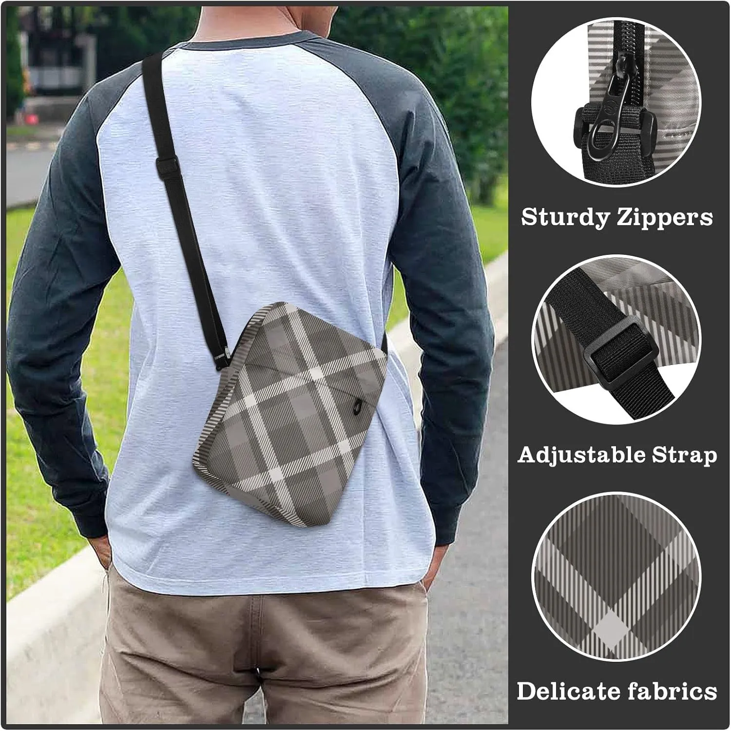 Unisex Crossbody Bag, Cream Color Durable Sling Side Shoulder bags for men women, One Size