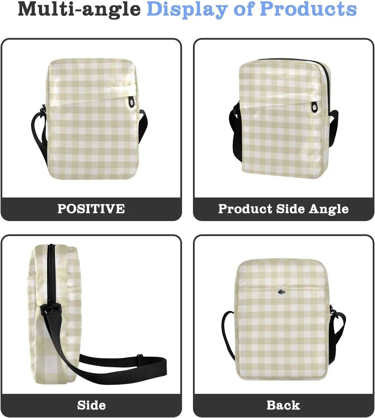 Unisex Crossbody Bag, Flannel Patterns Red Black Durable Sling Side Shoulder bags for men women, One Size