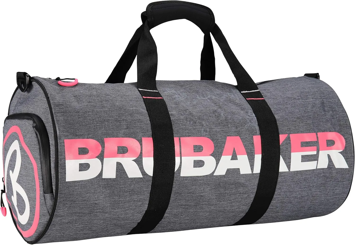 Unisex Duffel Sports Gym Bag 27 L - Water Repellent - Shoe Compartment   Wet Pocket   Shoulder Strap - 21 x 10 x 10 Inches - 54 cm x 25 cm Ø - Dark Gray Melange/Shocking Pink