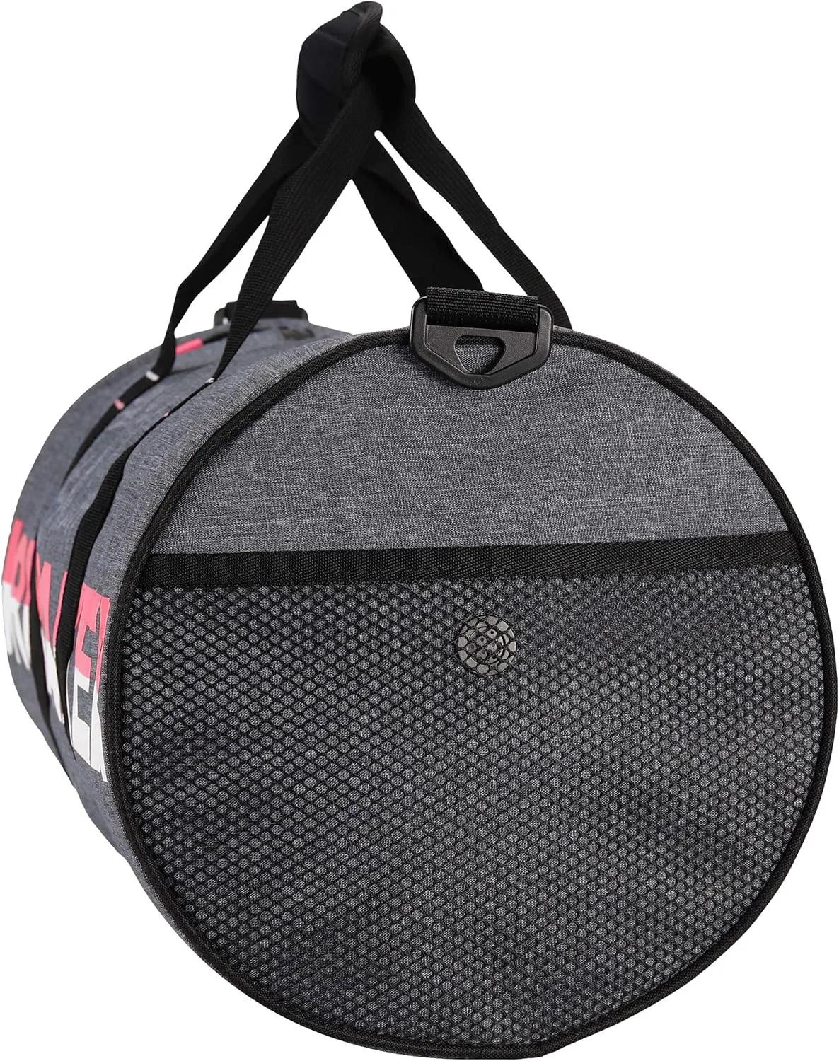 Unisex Duffel Sports Gym Bag 27 L - Water Repellent - Shoe Compartment   Wet Pocket   Shoulder Strap - 21 x 10 x 10 Inches - 54 cm x 25 cm Ø - Dark Gray Melange/Shocking Pink
