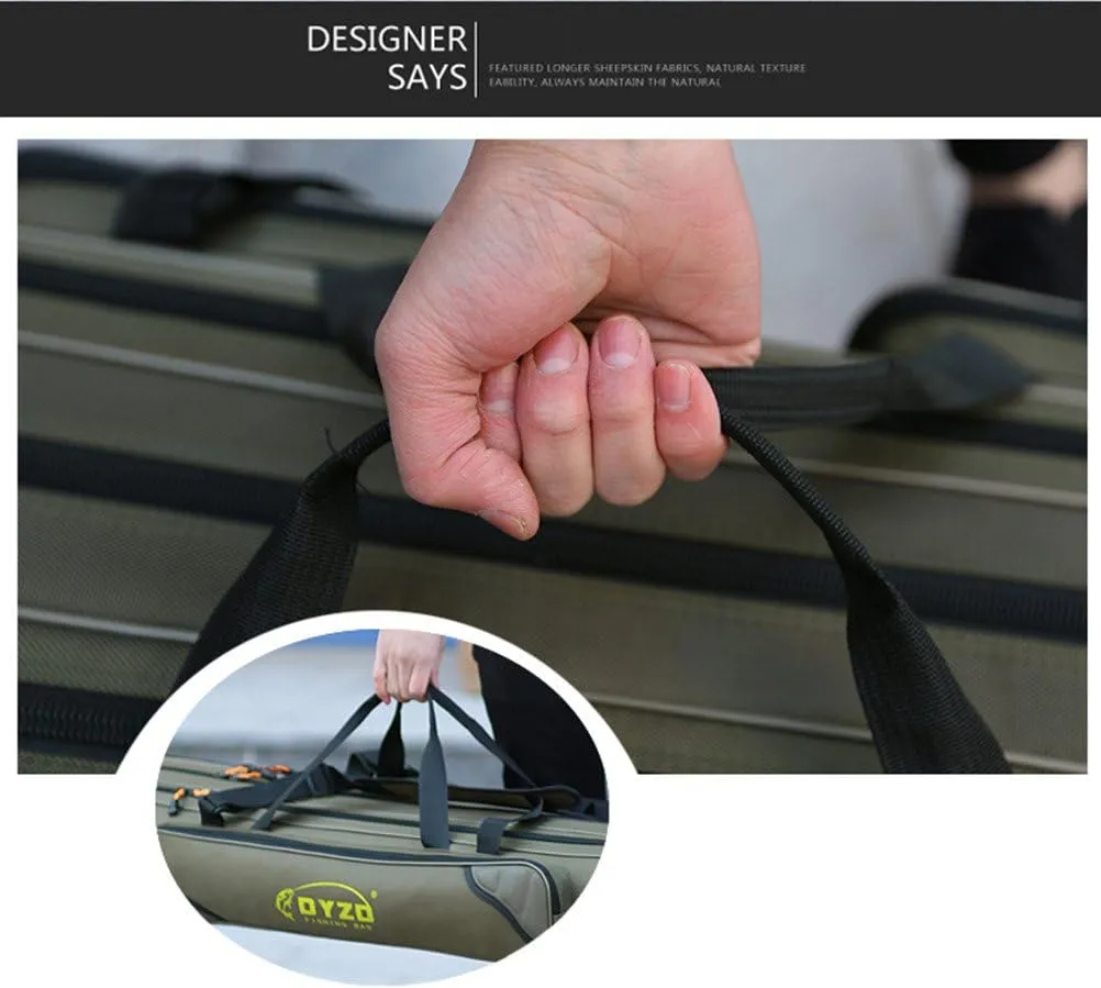 UNISTRENGH 3 Layers Portable Folding Fishing Rod Carrier Reel Case Bags Fish Pole Tools Storage Bag Case Pro Gear Tackle for Shoulders,Handles (3 layers/125cm-49.2inch)