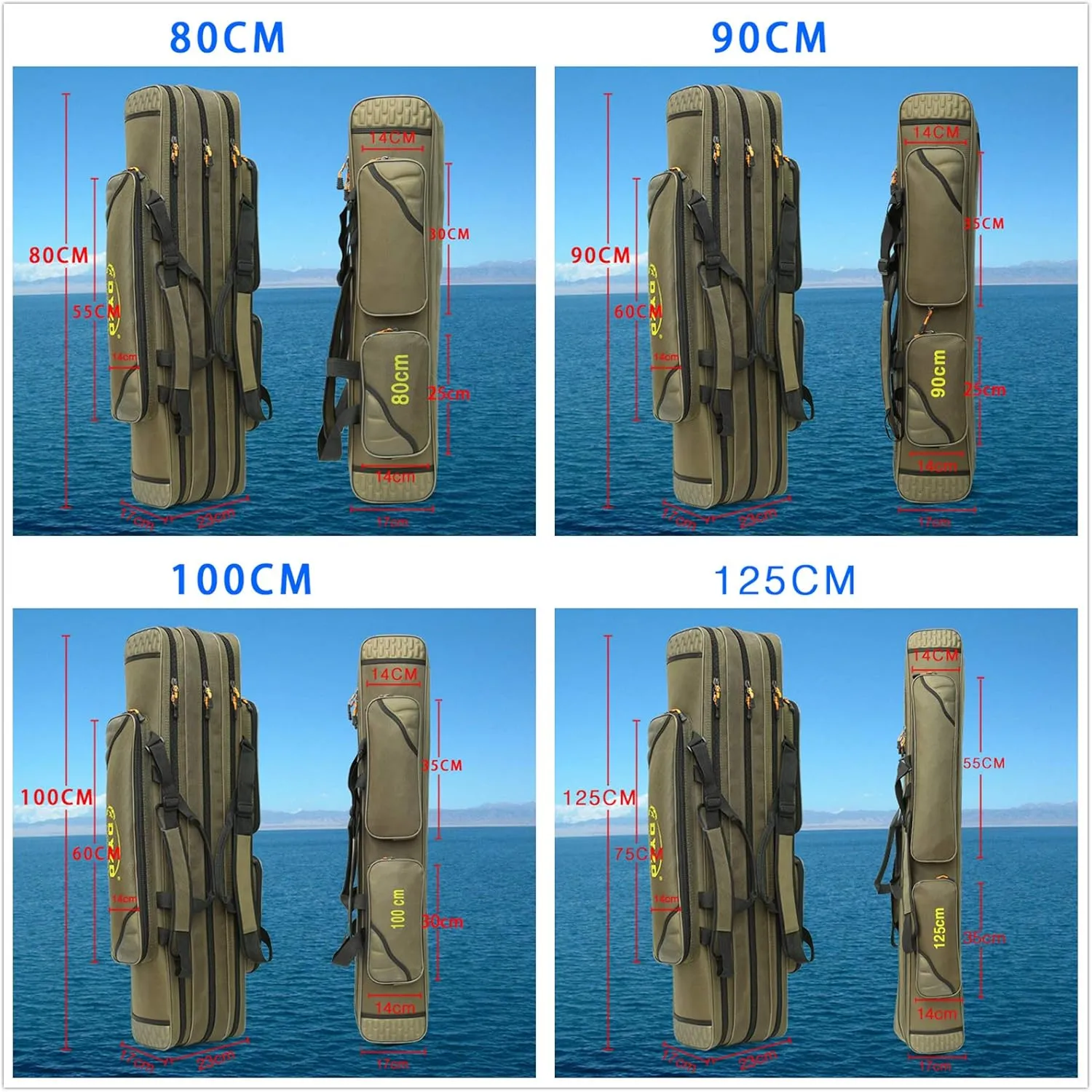 UNISTRENGH 3 Layers Portable Folding Fishing Rod Carrier Reel Case Bags Fish Pole Tools Storage Bag Case Pro Gear Tackle for Shoulders,Handles (3 layers/125cm-49.2inch)