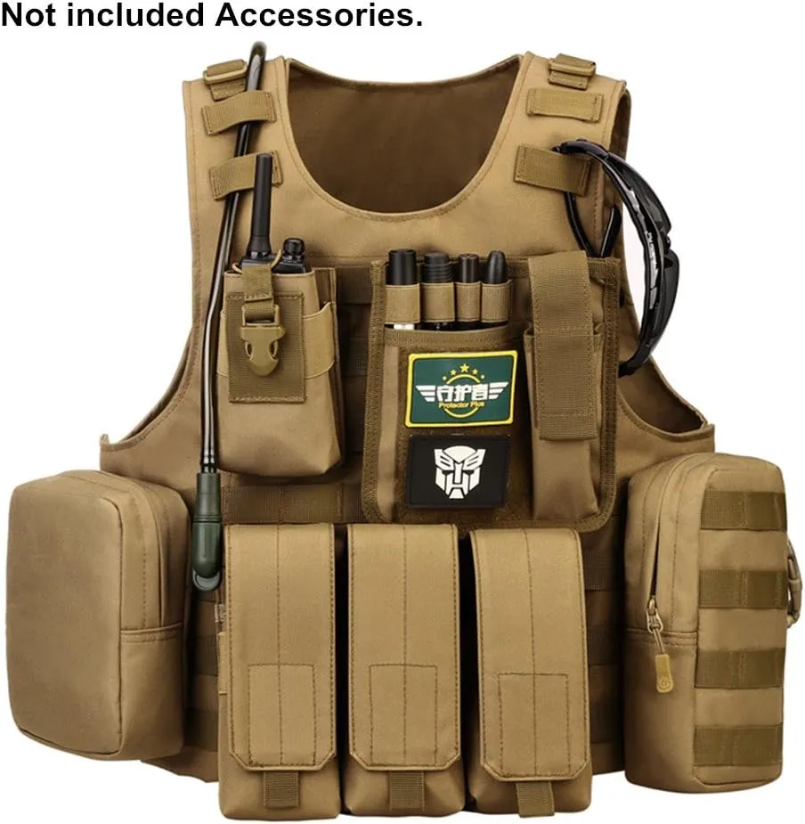 UNISTRENGH Tactical MOLLE Vest Military Airsoft Vest Adjustable Combat Training Vest for Hunting,Fishing,Army Fans,CS Game