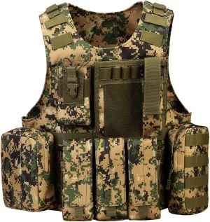 UNISTRENGH Tactical MOLLE Vest Military Airsoft Vest Adjustable Combat Training Vest for Hunting,Fishing,Army Fans,CS Game