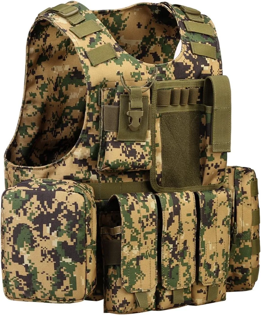 UNISTRENGH Tactical MOLLE Vest Military Airsoft Vest Adjustable Combat Training Vest for Hunting,Fishing,Army Fans,CS Game