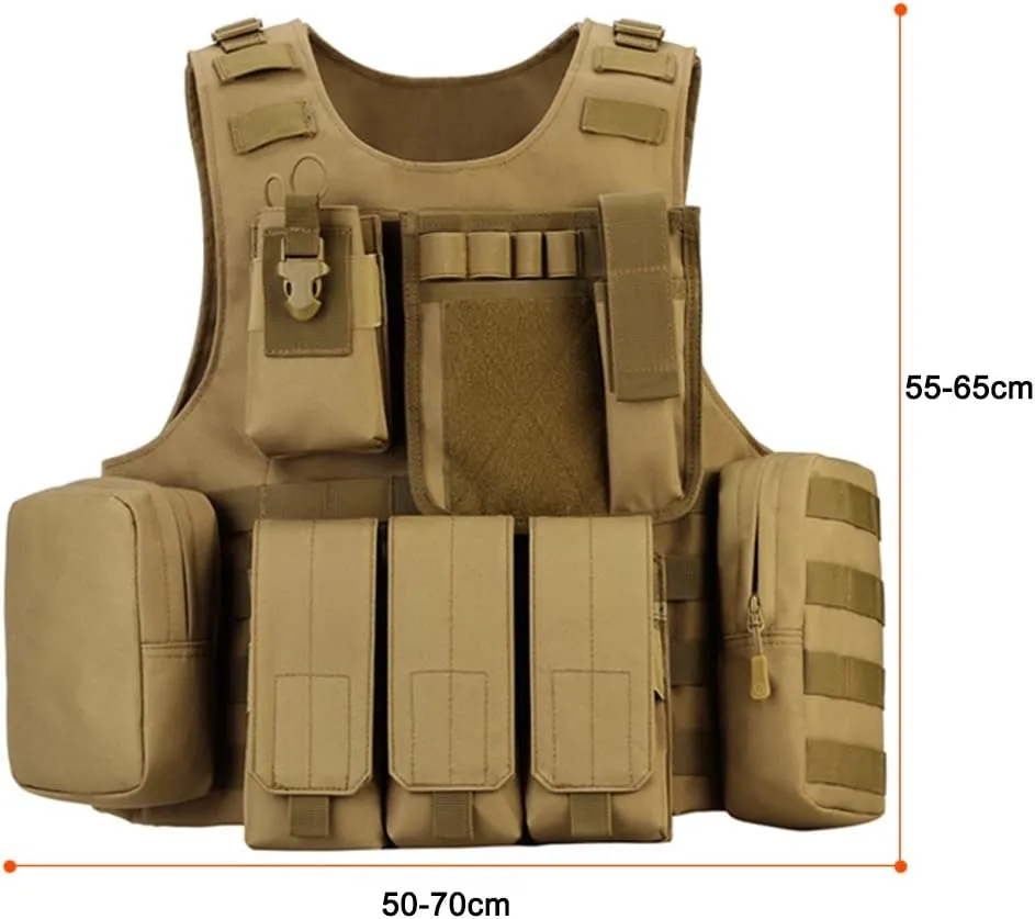 UNISTRENGH Tactical MOLLE Vest Military Airsoft Vest Adjustable Combat Training Vest for Hunting,Fishing,Army Fans,CS Game