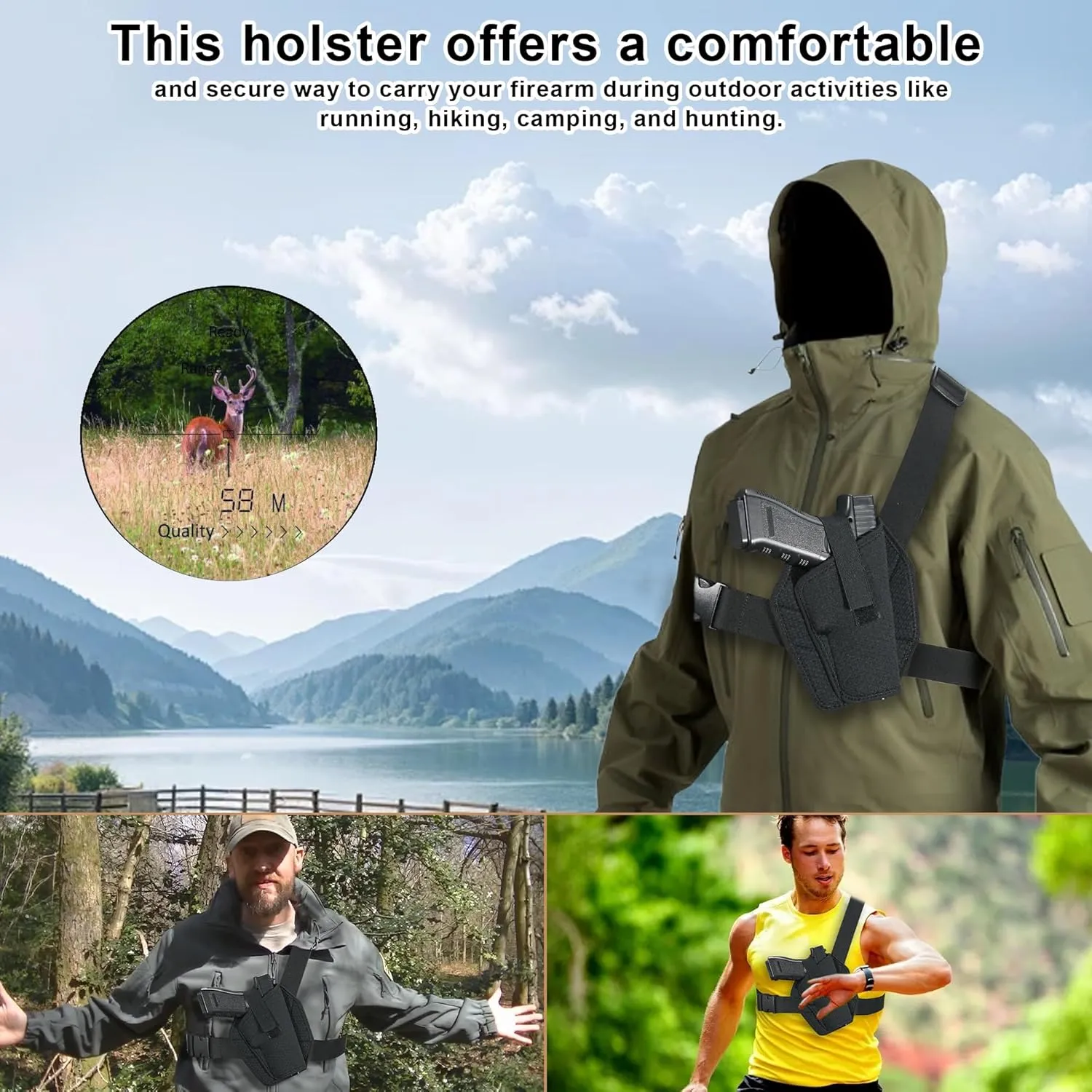 Universal Chest Holster for Pistols, Shoulder Holster for Hiking, Camping, Hunting
