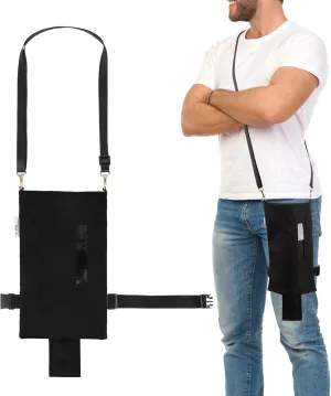 Urine Drainage Bag Holder - Privacy Covers for Wheelchairs Bed Rails Scooters - Conceals Catheter Line Nephrostomy Pouches - Clear Window Small Pocket - Durable Hooks (Black)