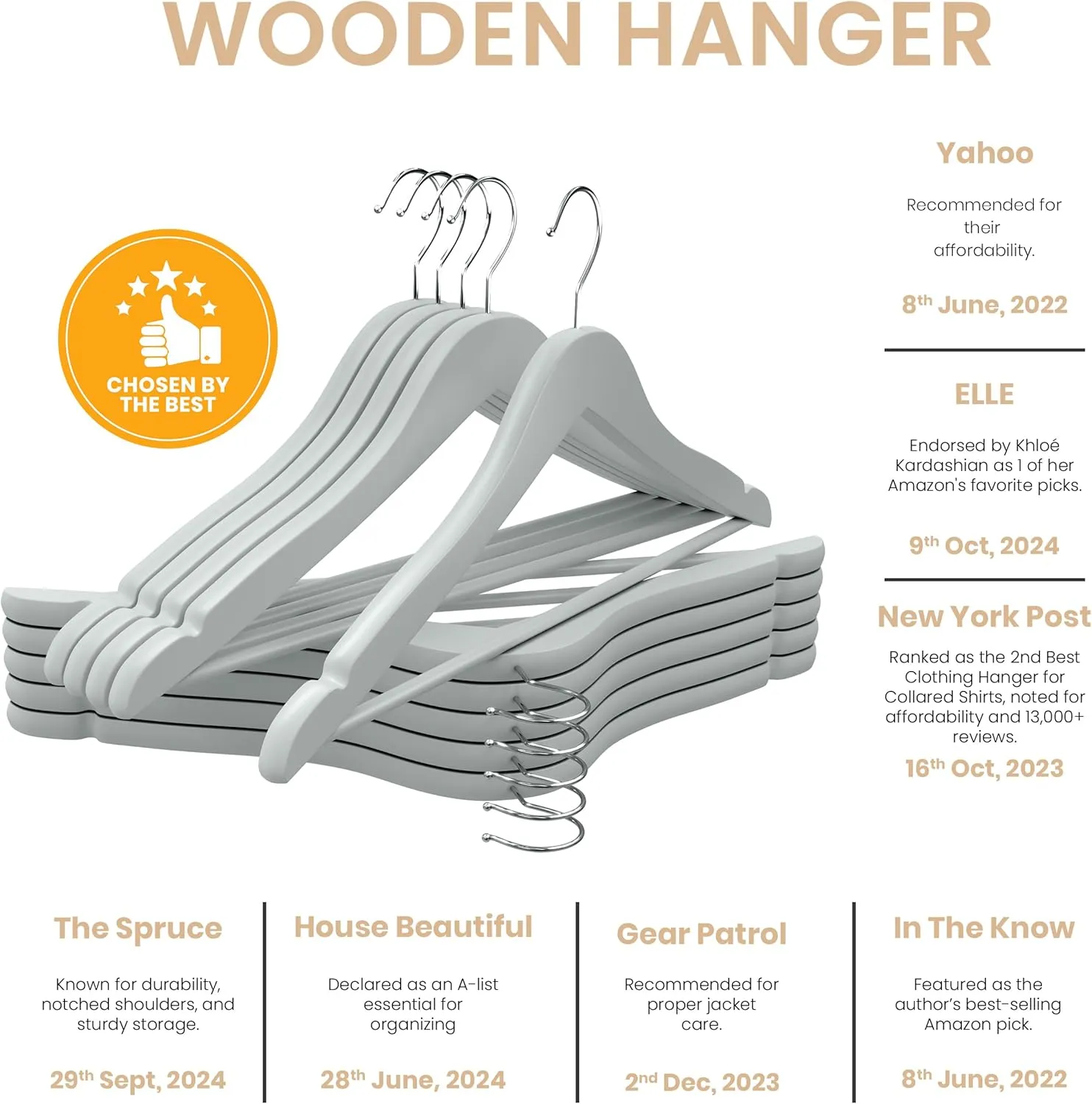 Utopia Home Premium Wooden Hangers 90 Pack - Durable & Slim Coat Hanger - Suit Hanger with 360-Degree Rotatable Hook - Wood Hangers with Shoulder Grooves (Grey Color)