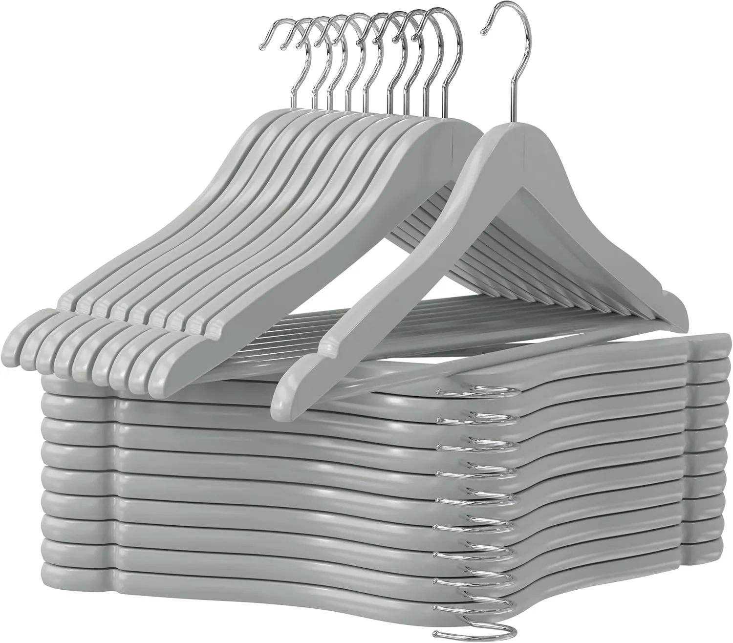 Utopia Home Premium Wooden Hangers 90 Pack - Durable & Slim Coat Hanger - Suit Hanger with 360-Degree Rotatable Hook - Wood Hangers with Shoulder Grooves (Grey Color)