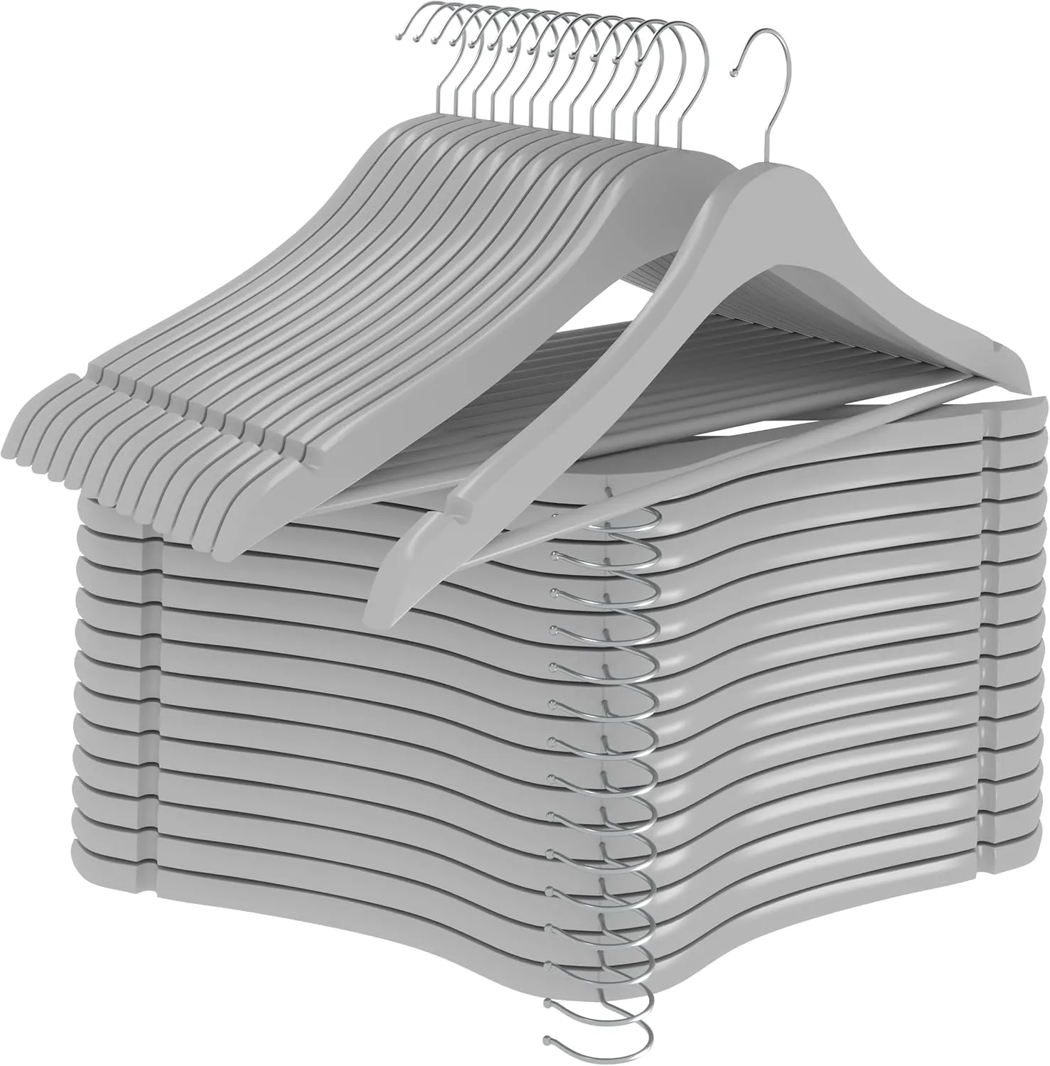 Utopia Home Premium Wooden Hangers 90 Pack - Durable & Slim Coat Hanger - Suit Hanger with 360-Degree Rotatable Hook - Wood Hangers with Shoulder Grooves (Grey Color)