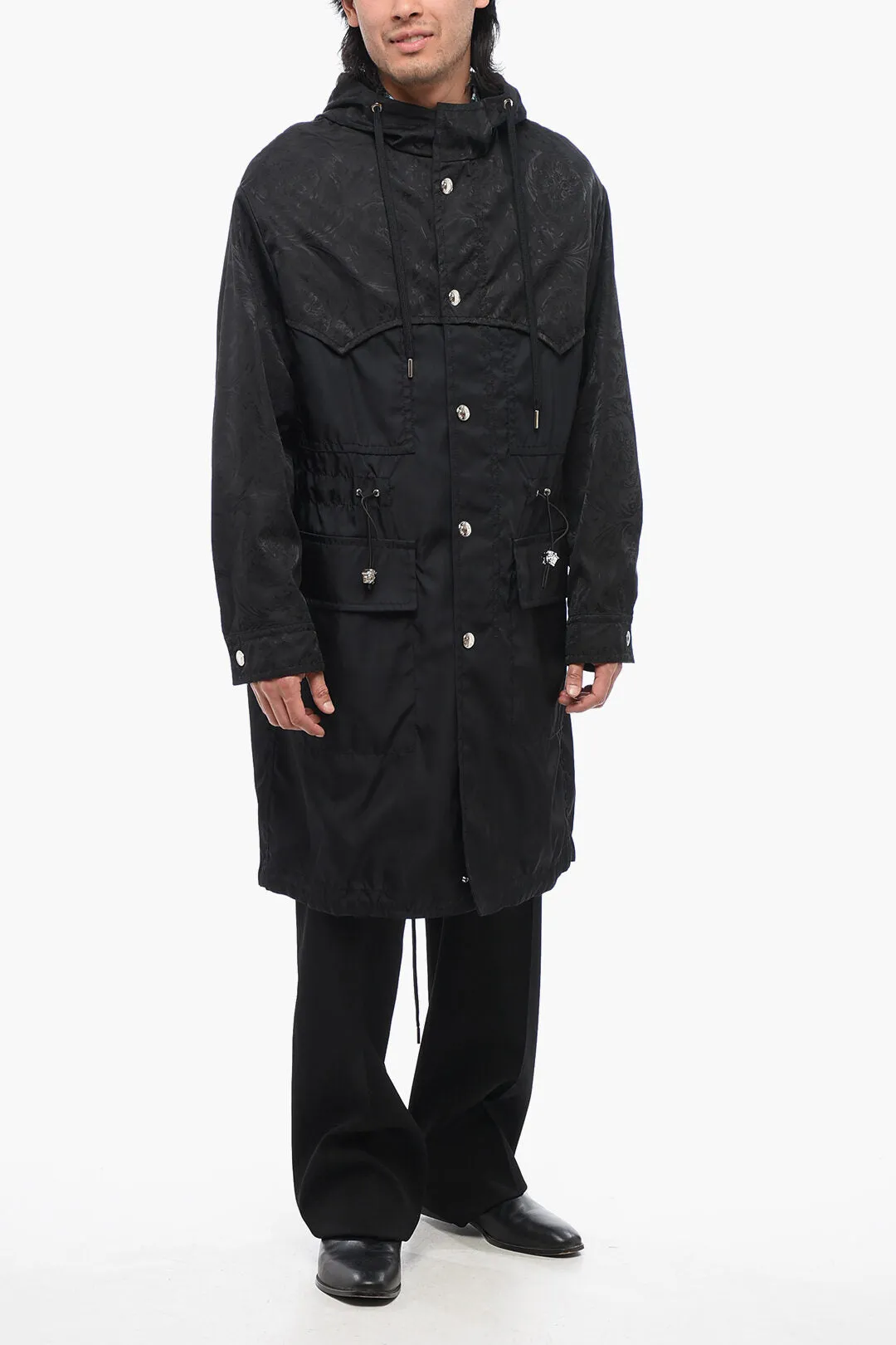 Versace Jacquard Nylon LA GRECA Hooded Parka