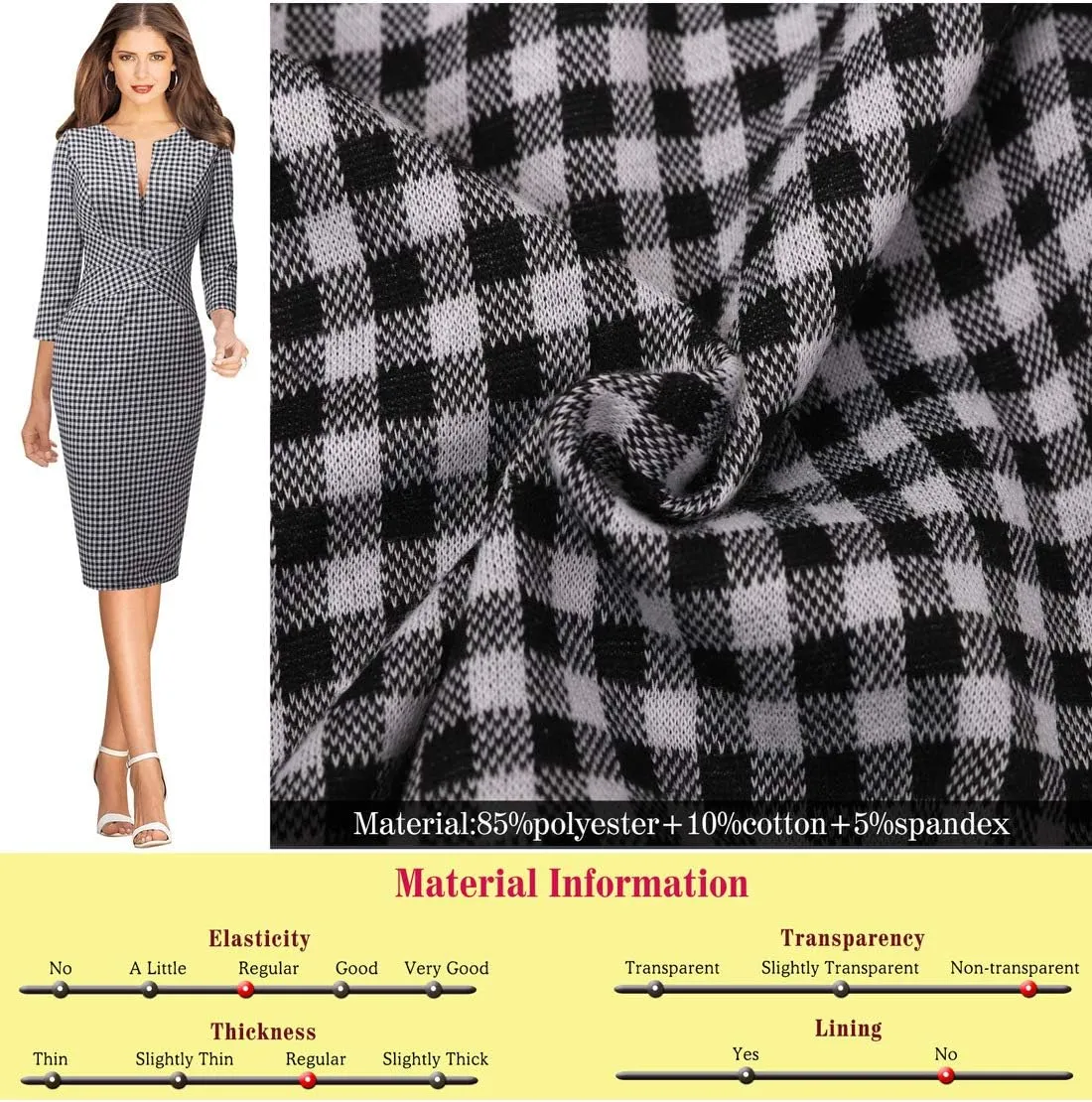VFSHOW Womens Slim Zipper Up Work Business Office Party Bodycon Pencil Sheath Dress