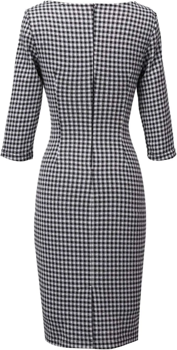 VFSHOW Womens Slim Zipper Up Work Business Office Party Bodycon Pencil Sheath Dress