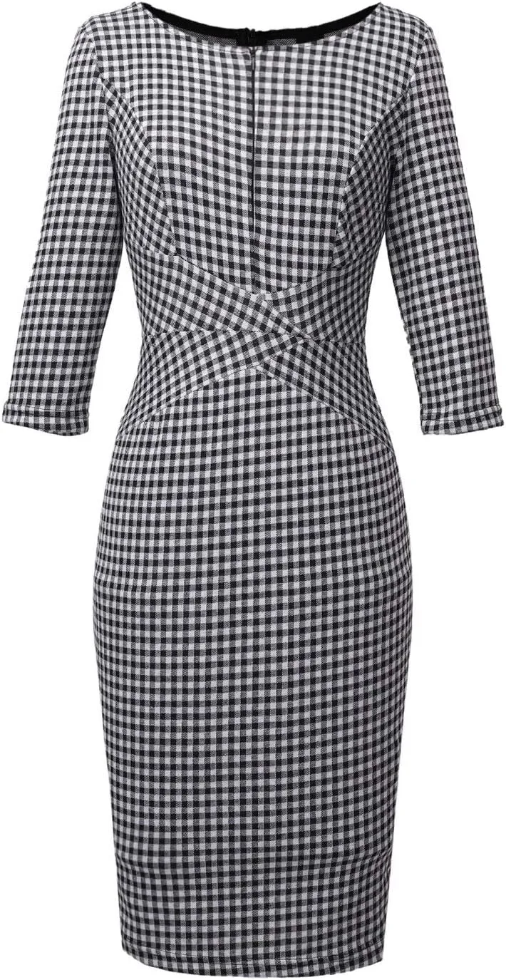 VFSHOW Womens Slim Zipper Up Work Business Office Party Bodycon Pencil Sheath Dress