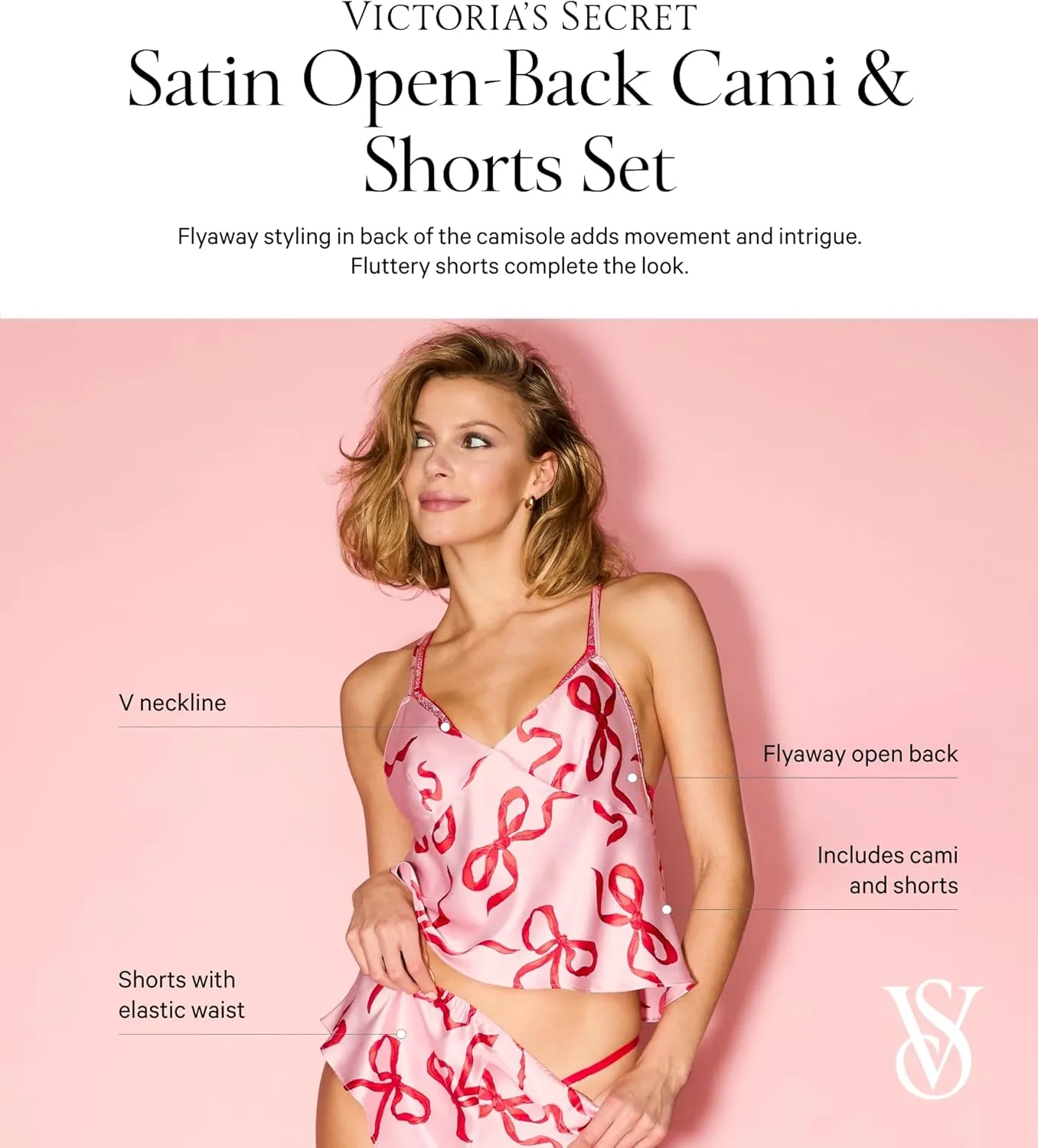 Victoria's Secret Fashion Show '24 Women's Satin Open-Back Cami & Shorts Set (XS-L)