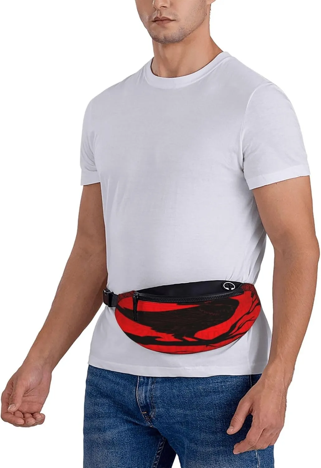 Viking Black Crow Scandinavian Runes Waist Packs Unisex Adjustable Shoulder Strap Messenger Bag Sports Travel Running Leisure Waist Bag