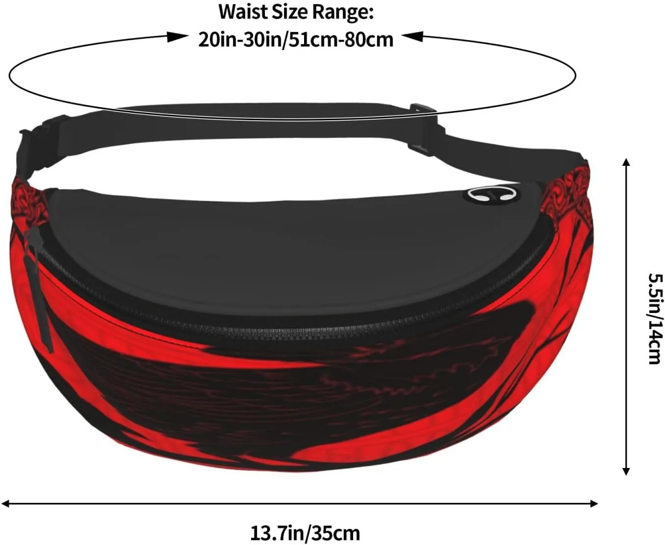 Viking Black Crow Scandinavian Runes Waist Packs Unisex Adjustable Shoulder Strap Messenger Bag Sports Travel Running Leisure Waist Bag