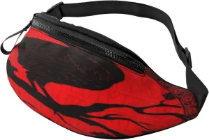 Viking Black Crow Scandinavian Runes Waist Packs Unisex Adjustable Shoulder Strap Messenger Bag Sports Travel Running Leisure Waist Bag