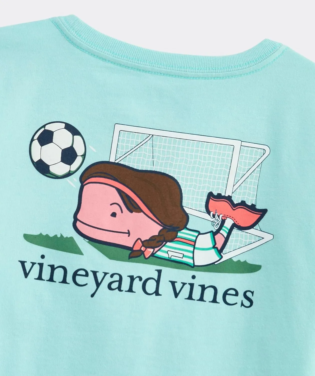 vineyard vines Girls' Soccer Player Whale Long-Sleeve Pocket Tee