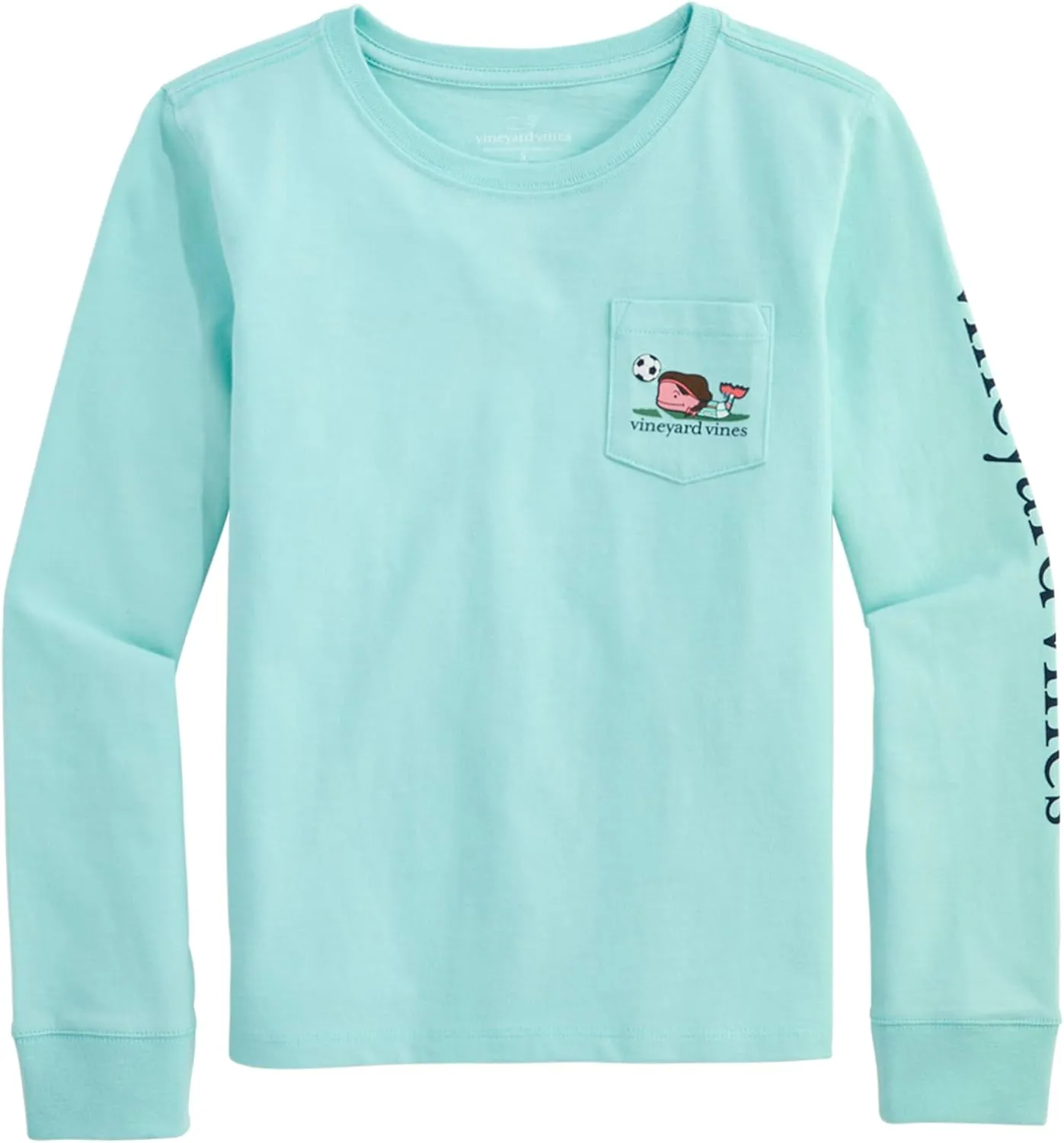 vineyard vines Girls' Soccer Player Whale Long-Sleeve Pocket Tee