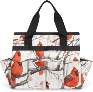 Vintage Bird Garden Tote Bag with Pockets, Garden Bags for Tools, Heavy Duty Gardening Tool Bag Organizer Storage Bag with Handle for Garden Lawn Yard Casual