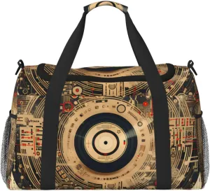 Vintage Cd Duffle Bag for Travel Music Note Sports Gym Tote Carry On Bag Large Shoulder Weekend Overnight for Workout