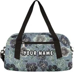 Vintage Flowers Personalized Kids Duffel Bag for Girls Boys, Vintage Customized Name Dance Bag Overnight Small Duffel Bag Carry On Weekend Sports Gym Travel Bag for School Practice Gymnastics Ballet