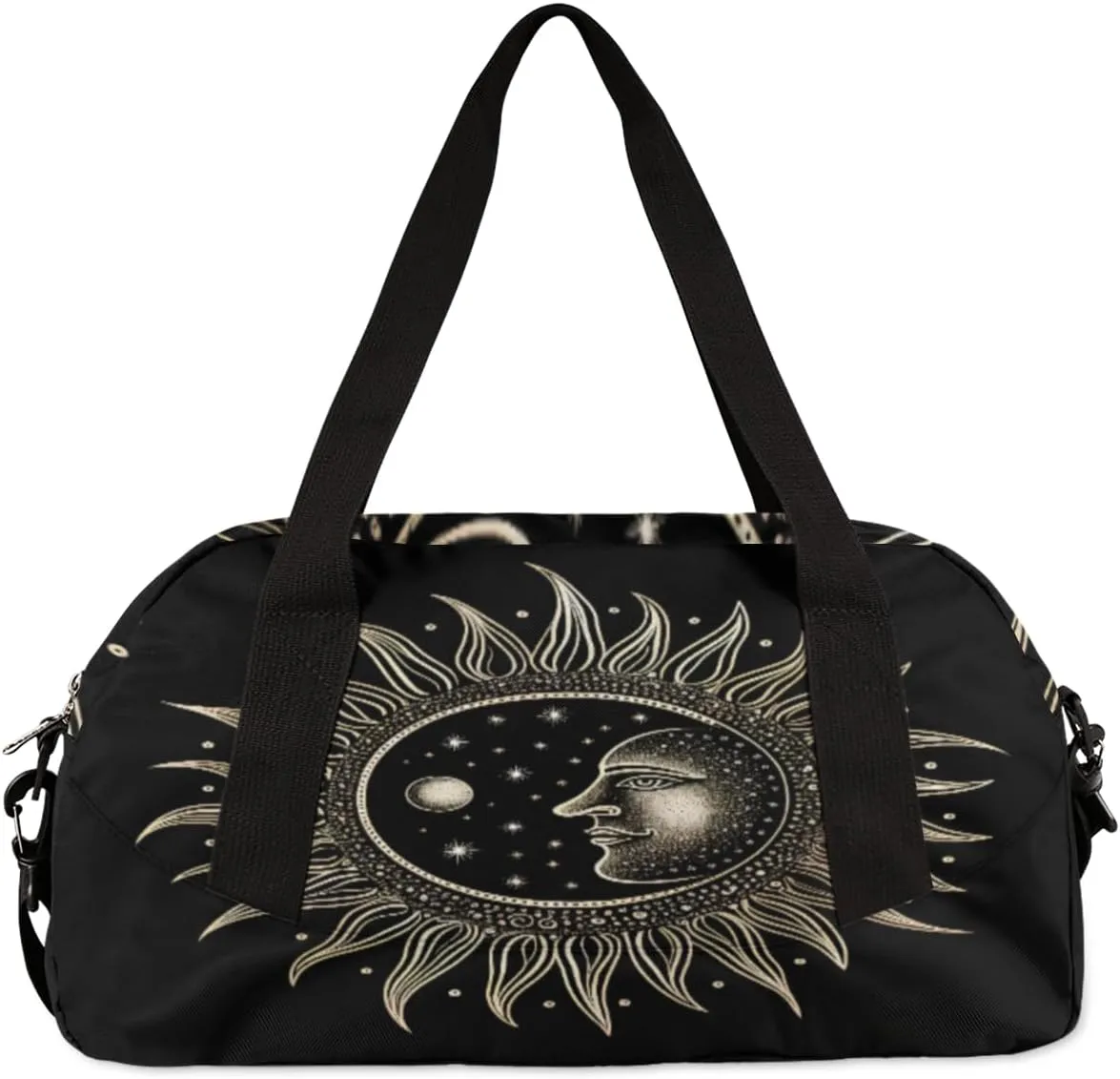 Vintage Tarot Sun Moon Personalized Kids Duffel Bag Custom Gym Sports Duffle Bag Teen Travel Gymnastic Weekender Overnighter Bag Carry on Toe Bag for Boys & Girls