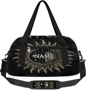 Vintage Tarot Sun Moon Personalized Kids Duffel Bag Custom Gym Sports Duffle Bag Teen Travel Gymnastic Weekender Overnighter Bag Carry on Toe Bag for Boys & Girls