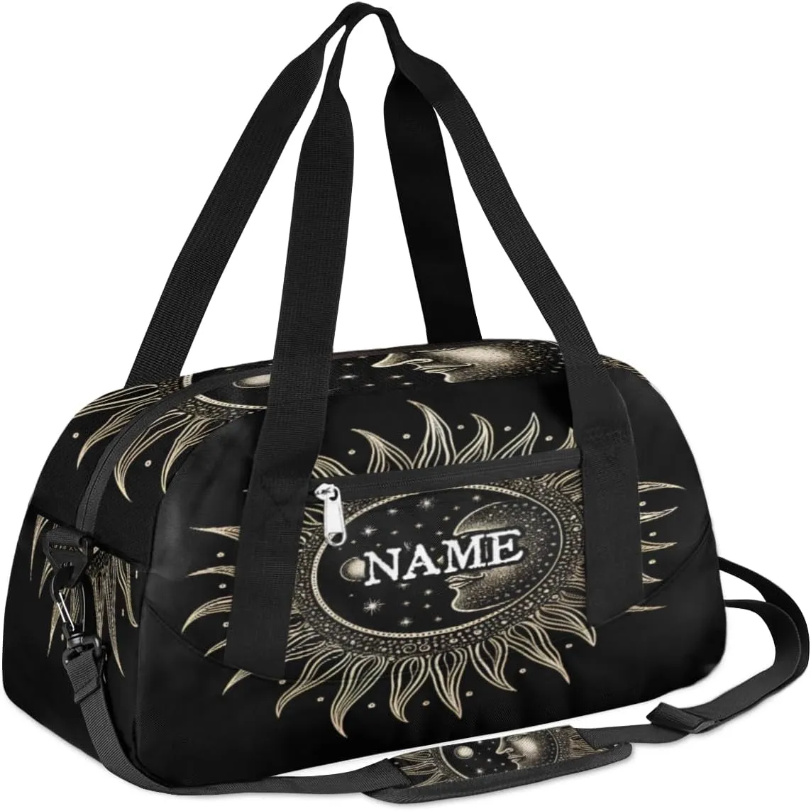 Vintage Tarot Sun Moon Personalized Kids Duffel Bag Custom Gym Sports Duffle Bag Teen Travel Gymnastic Weekender Overnighter Bag Carry on Toe Bag for Boys & Girls