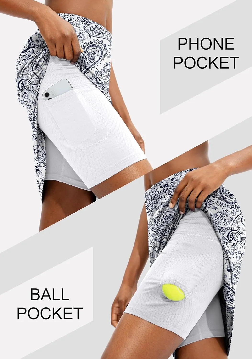 Viodia Women's 20" Knee Length Skorts Skirts UPF50  Athletic Tennis Golf Skirt for Women Casual Summer Skirts