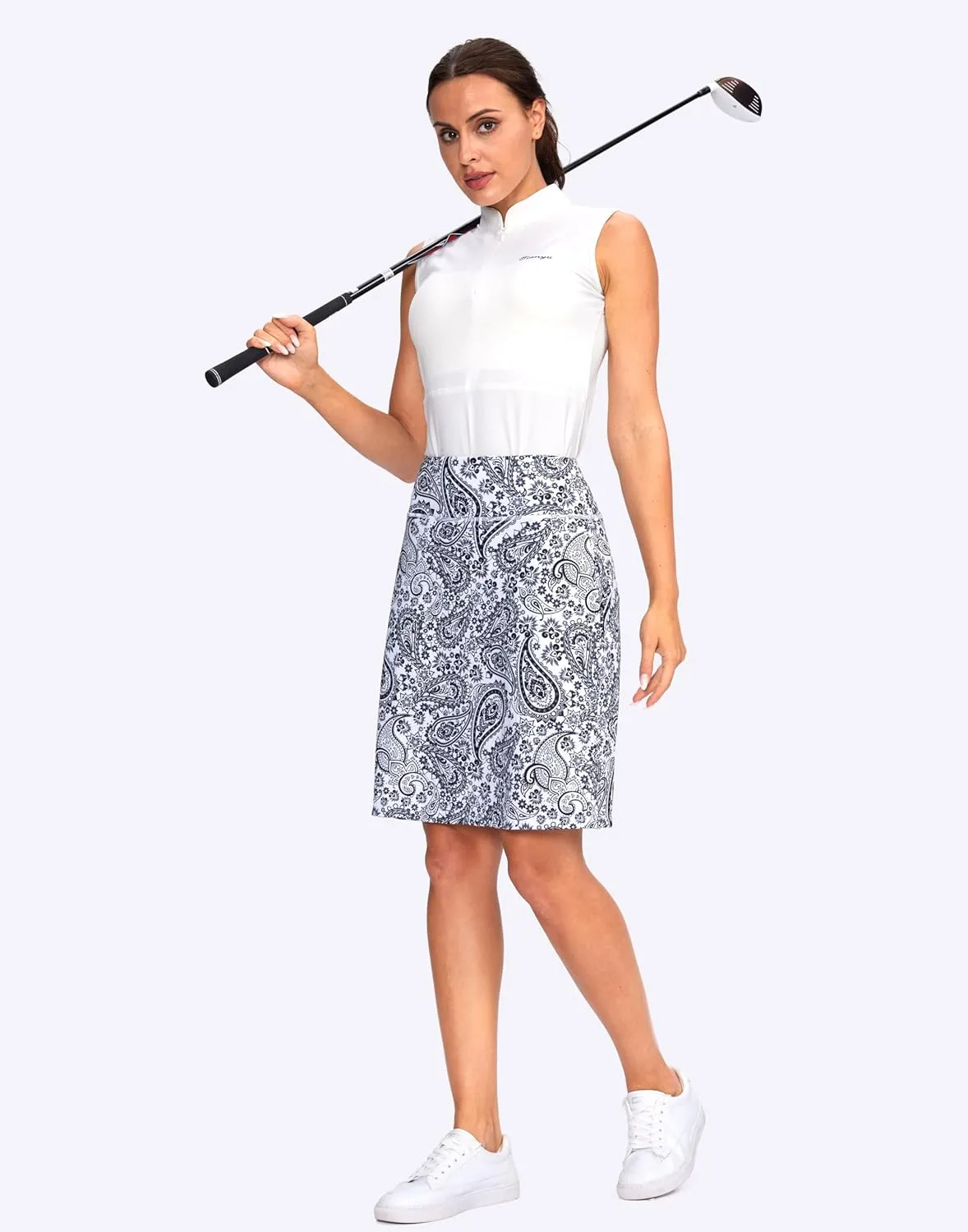 Viodia Women's 20" Knee Length Skorts Skirts UPF50  Athletic Tennis Golf Skirt for Women Casual Summer Skirts