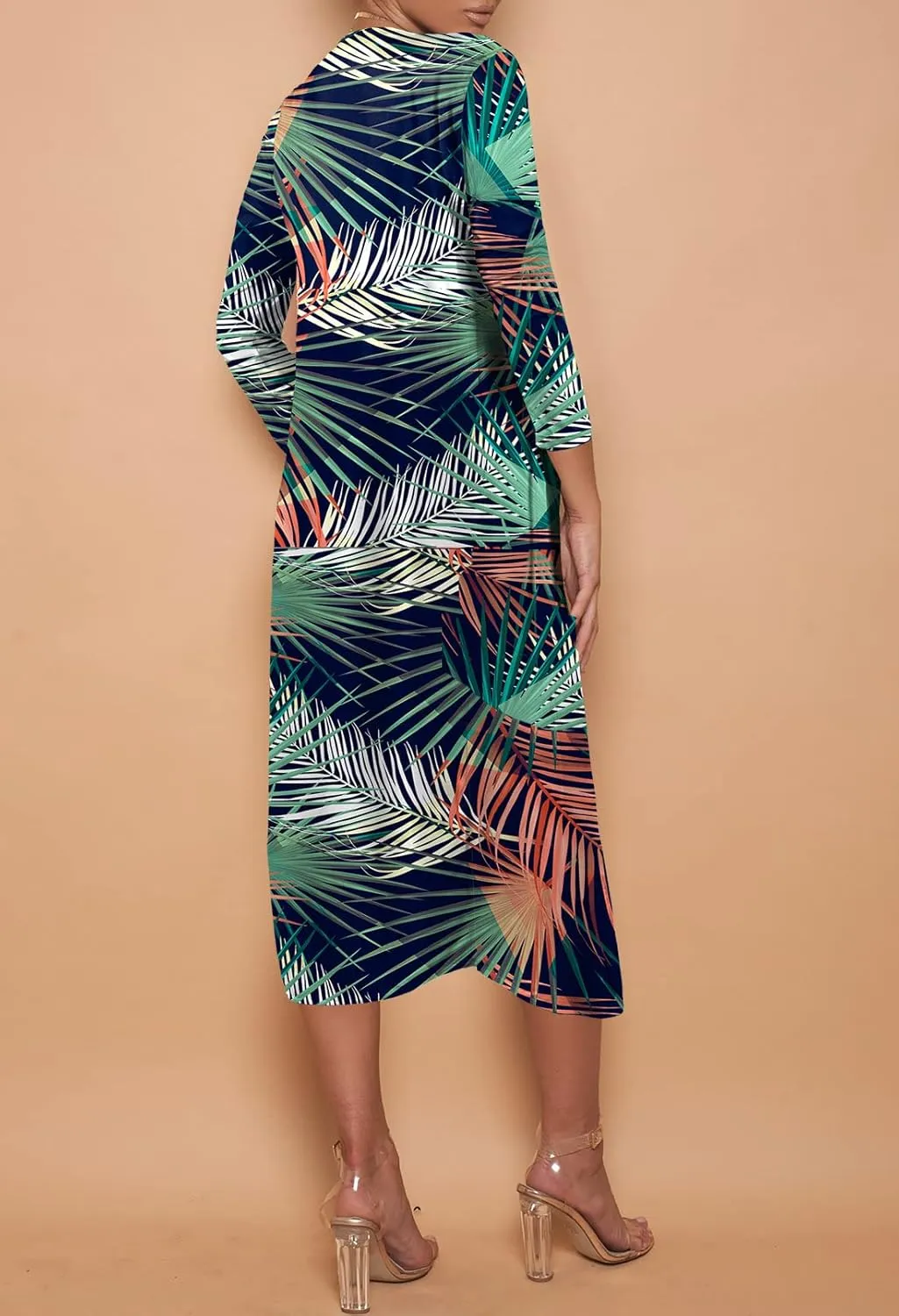Viottiset Women's Printed 3 Pieces High Waist Bikini Maxi Swimsuit Cover up
