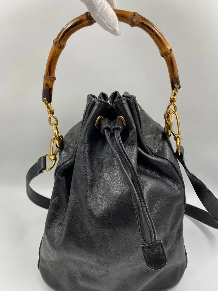 VIP offer Bamboo Black Bucket with Gucci Bargain Bag Handles