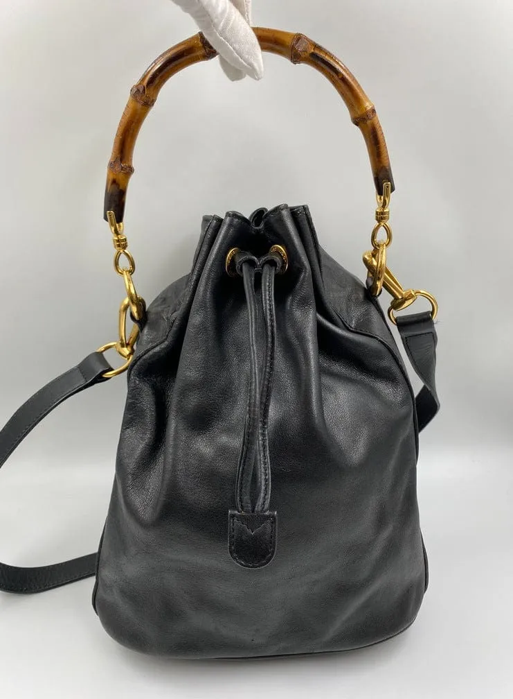 VIP offer Bamboo Black Bucket with Gucci Bargain Bag Handles