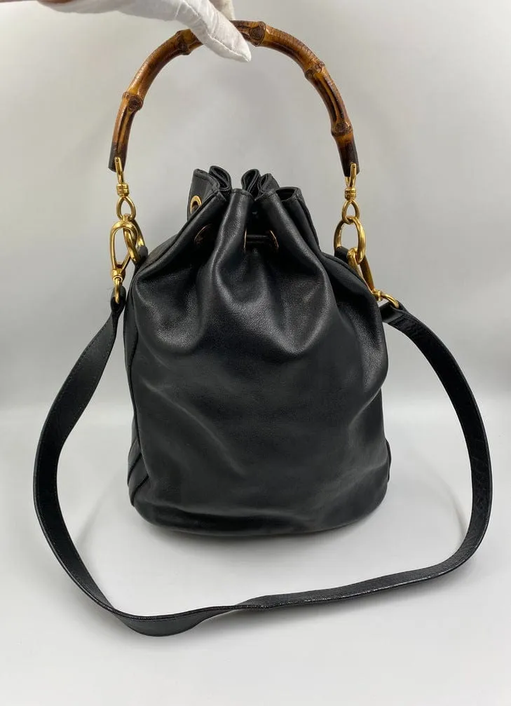 VIP offer Bamboo Black Bucket with Gucci Bargain Bag Handles