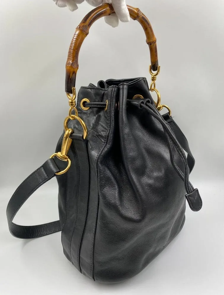 VIP offer Bamboo Black Bucket with Gucci Bargain Bag Handles