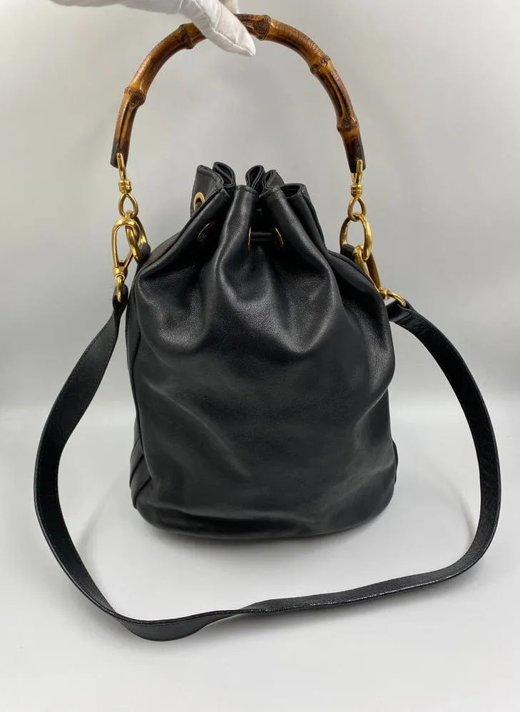 VIP offer Bamboo Black Bucket with Gucci Bargain Bag Handles