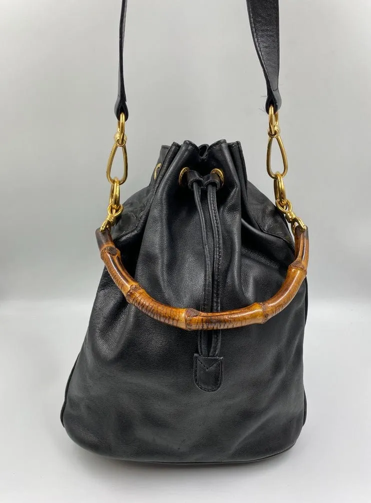VIP offer Bamboo Black Bucket with Gucci Bargain Bag Handles