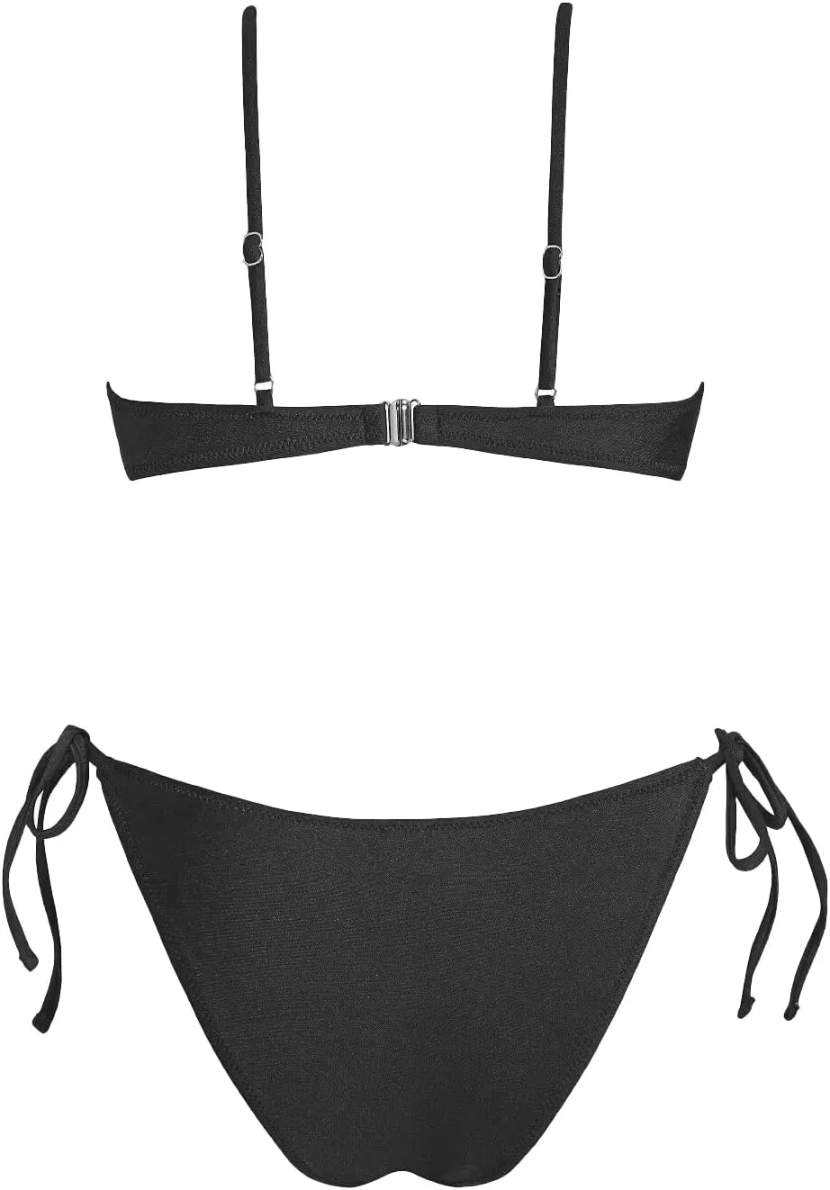 VOLAFA Women's Triangle Bikini Sets Tie Sexy Thong Solid Cheeky Swimsuit Brazillian Two Piece Bathing Suit