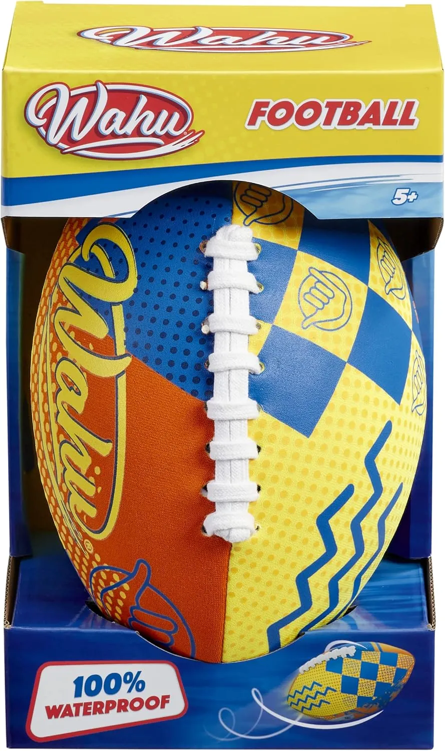 Wahu 100% Waterproof Beach Football with Real Laces for in and Out of Water Play, 9" Outdoor Football for Pool and Beach Games, Orange