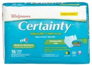 Walgreens Certainty Adjustable Underwear, Maximum Absorbency, Large, 16 ea