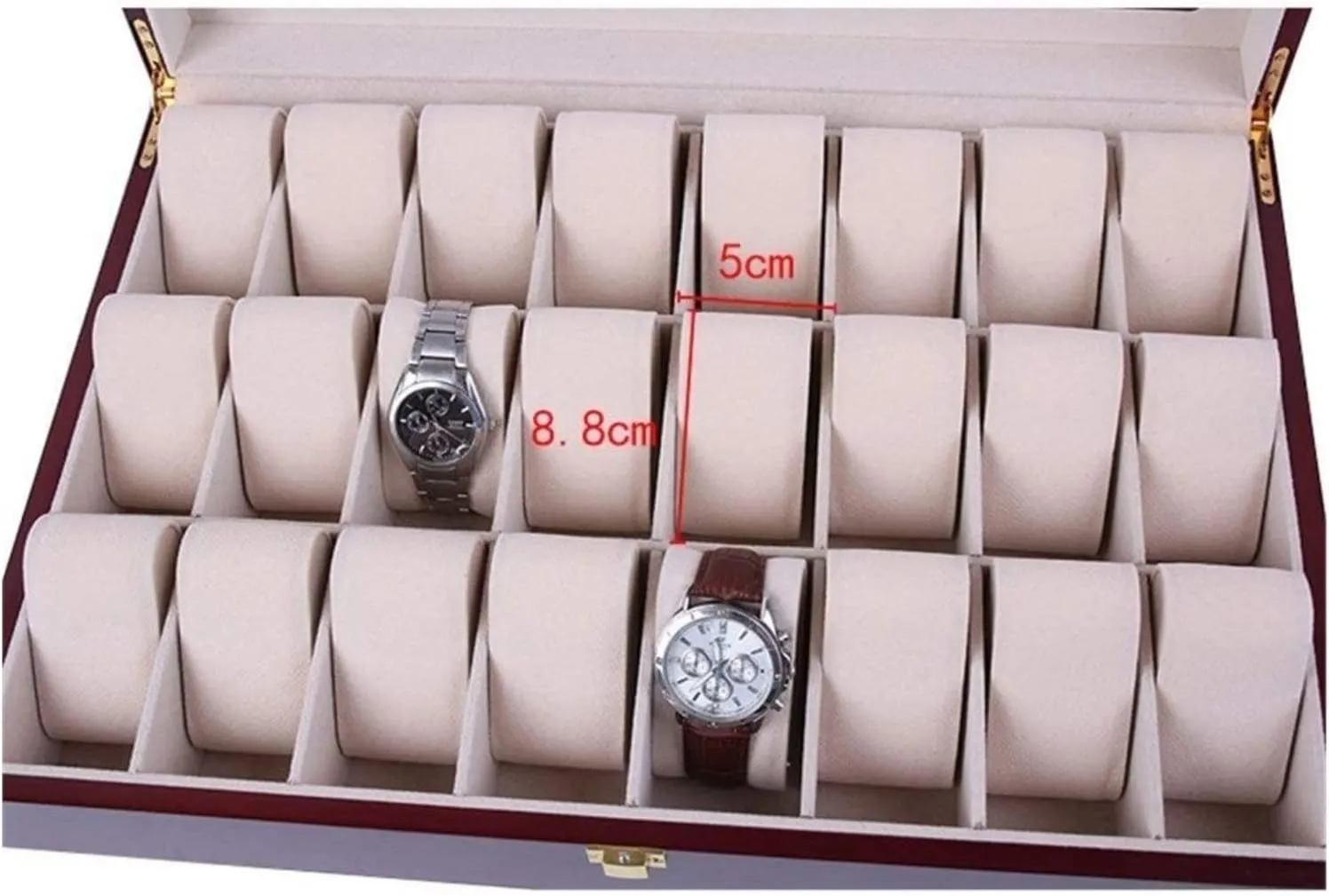 Watch Box Case Watch Organizer Elegant Storage For Watch Jewellery Wood 24 Grids Watch Box Organizer Clear Top Wristwatch Display Metal Buckle Watch Storage Boxes Watch Display Box