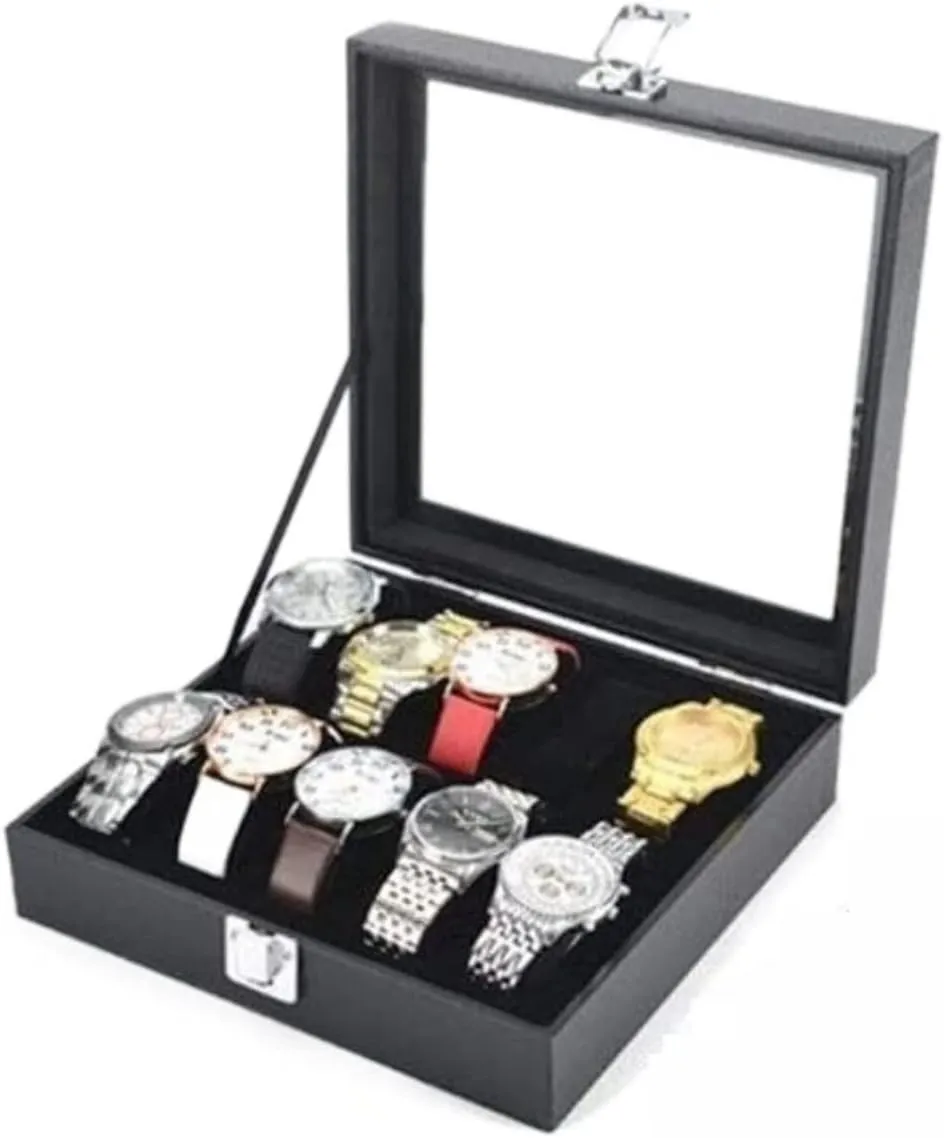 Watch Box Case Watch Organizer Watches Display Storage Organizer Classic Wood Watch Box Case Clear Top Bangle Jewelry Collection Holder Watch Storage Boxes Watch Display Box